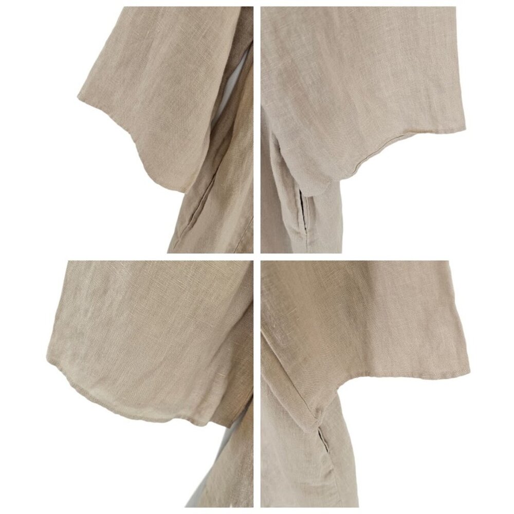 Gudrun Sjoden 100% Linen Dress Embroidered Neutral Tan Cream S - Picture 4 of 10
